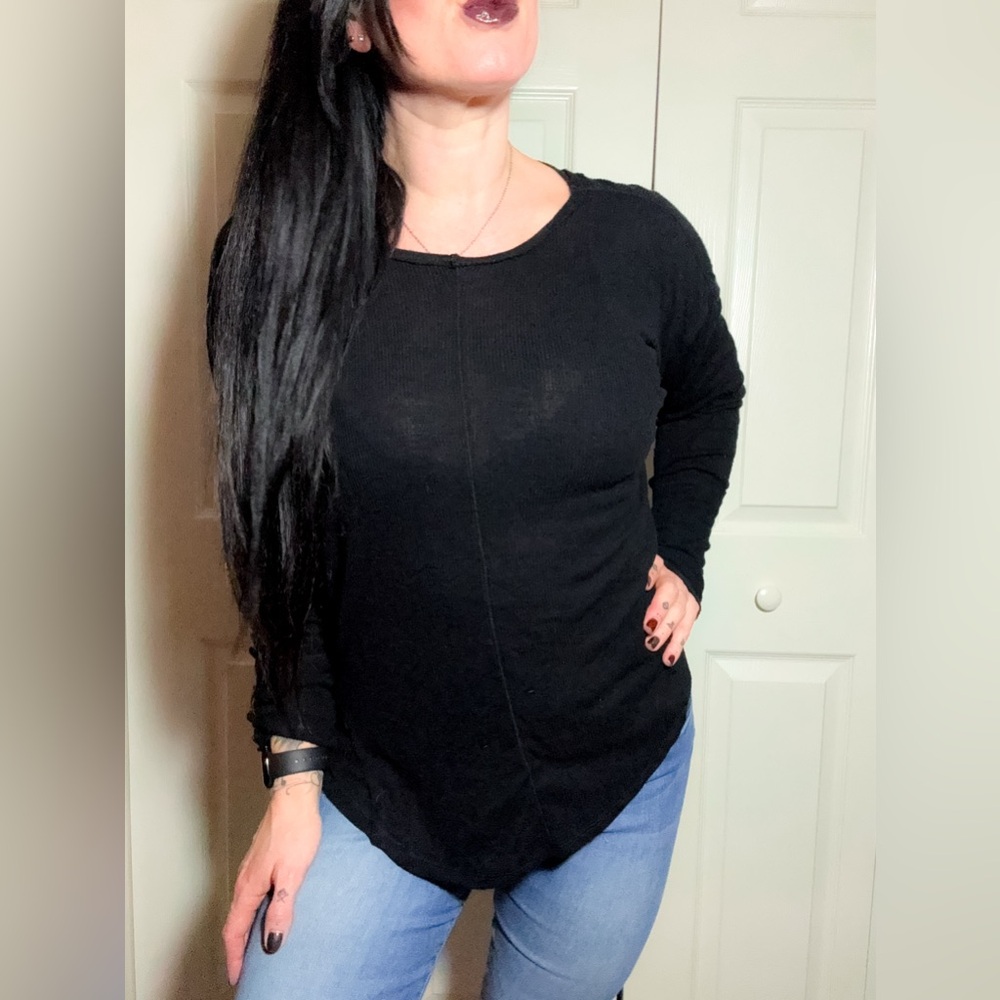 Free People Women's Black Long Sleeve Top